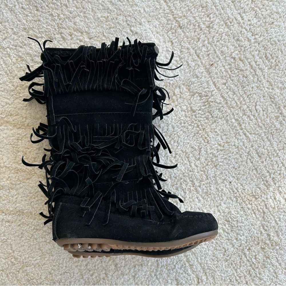 Tassled boots - black suede - Girls Size 1